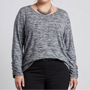 😍SHOW SPECIAL ACX gray variegated long sleeve stretch top strap sleeves 3X